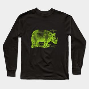 Albrecht Durer's Rhinoceros in Lime Green Long Sleeve T-Shirt